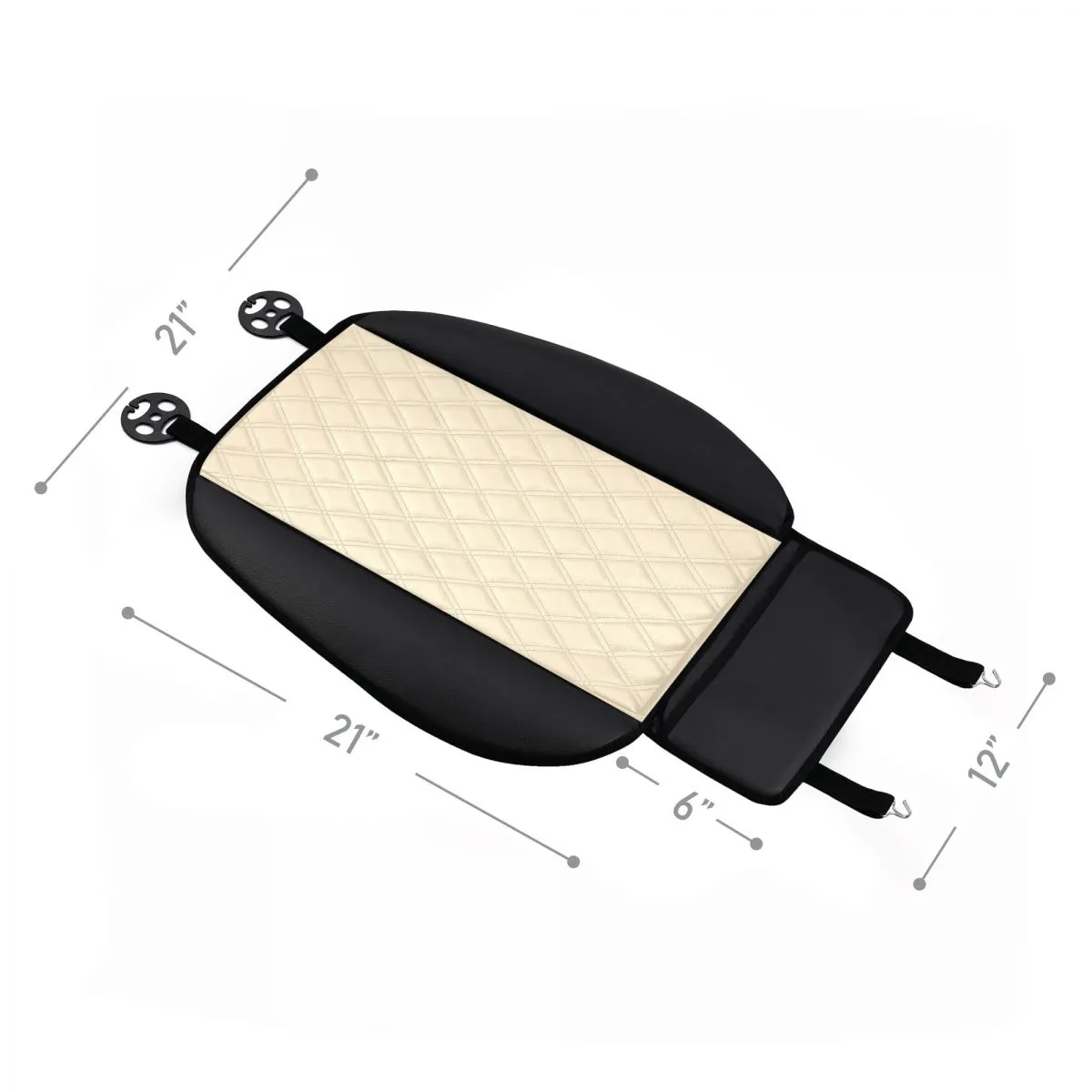 Faux Leather Seat Cushion Pad w/ Front Pocket - Front Set Beige