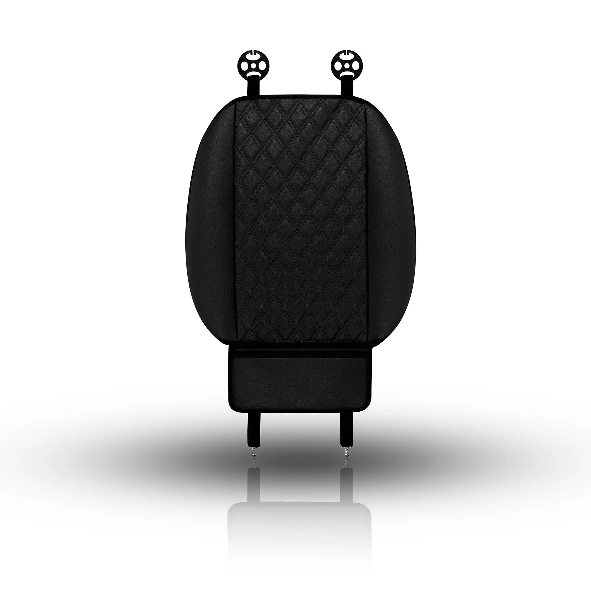 Faux Leather Seat Cushion Pad w/ Front Pocket - Front Set Black