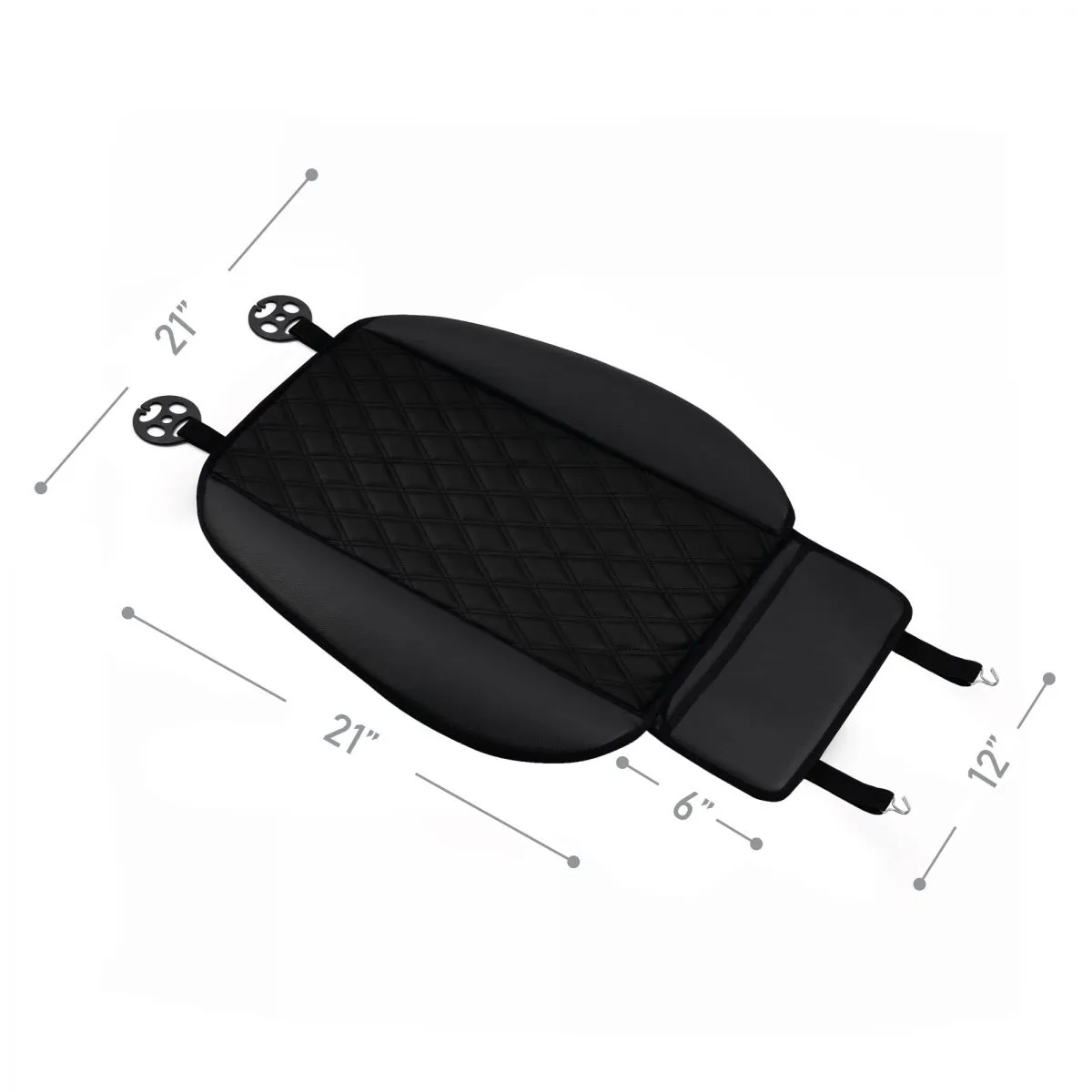 Faux Leather Seat Cushion Pad w/ Front Pocket - Front Set Black