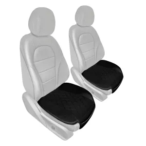 Faux Leather Seat Cushion Pad w/ Front Pocket - Front Set Black
