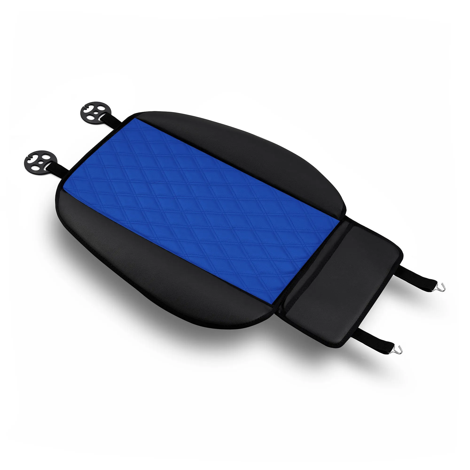 Faux Leather Seat Cushion Pad w/ Front Pocket - Front Set Blue