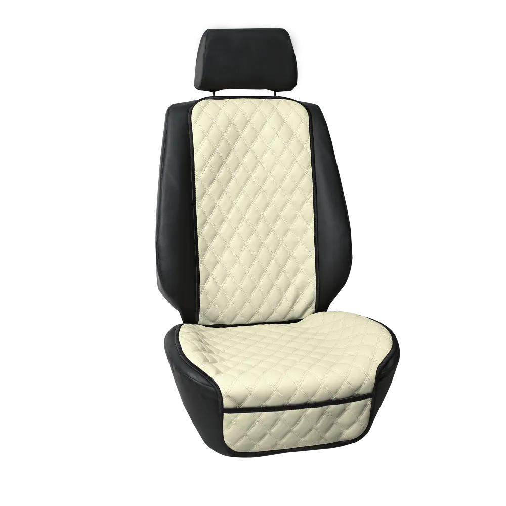 Faux Leather Seat Protectors - Front Set Beige
