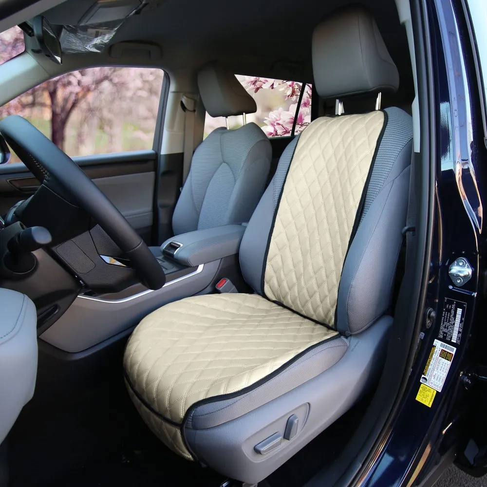 Faux Leather Seat Protectors - Front Set Beige