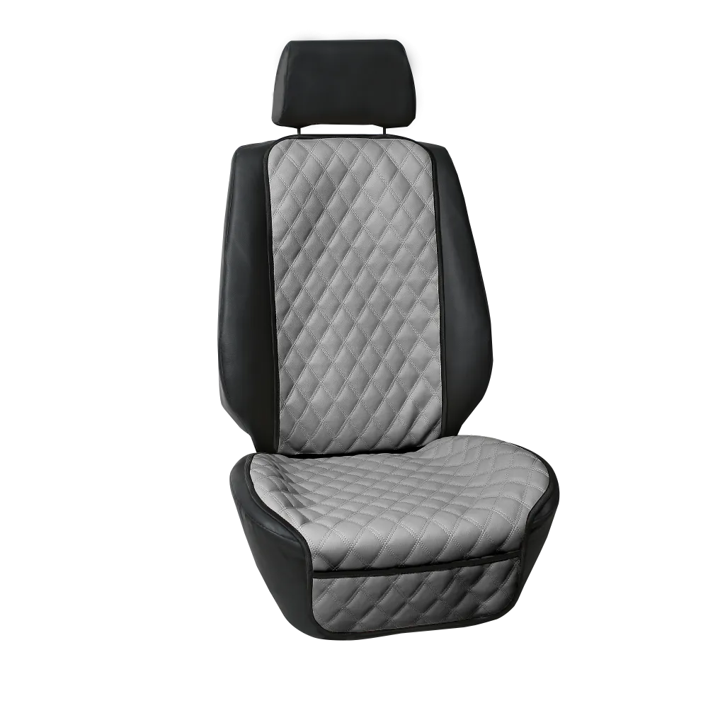Faux Leather Seat Protectors - Front Set Gray