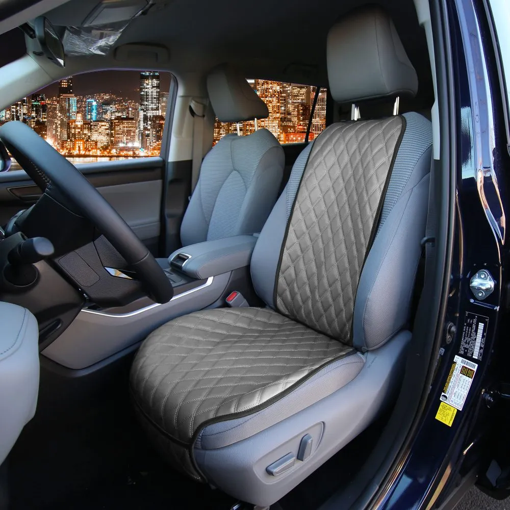 Faux Leather Seat Protectors - Front Set Gray