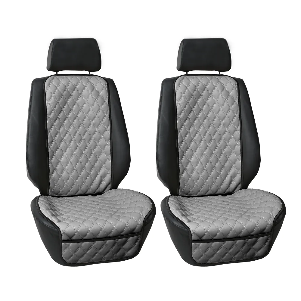 Faux Leather Seat Protectors - Front Set Gray