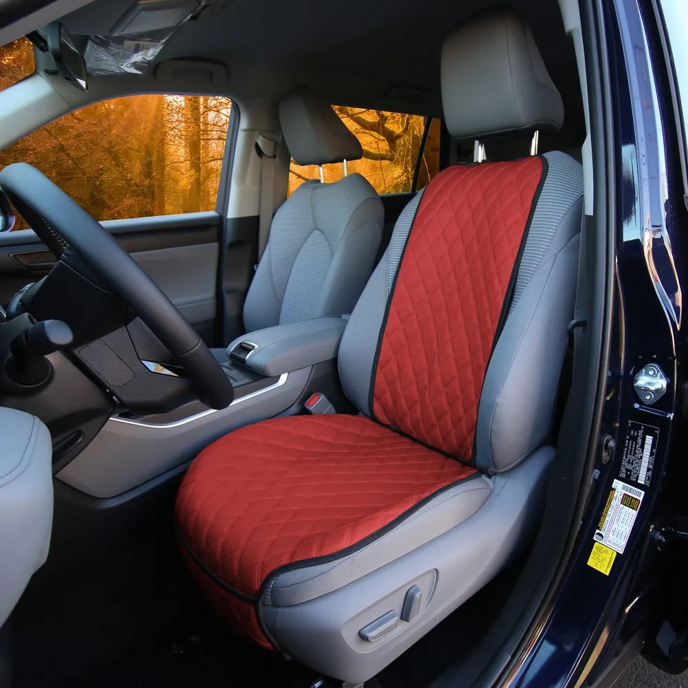 Faux Leather Seat Protectors - Front Set Red