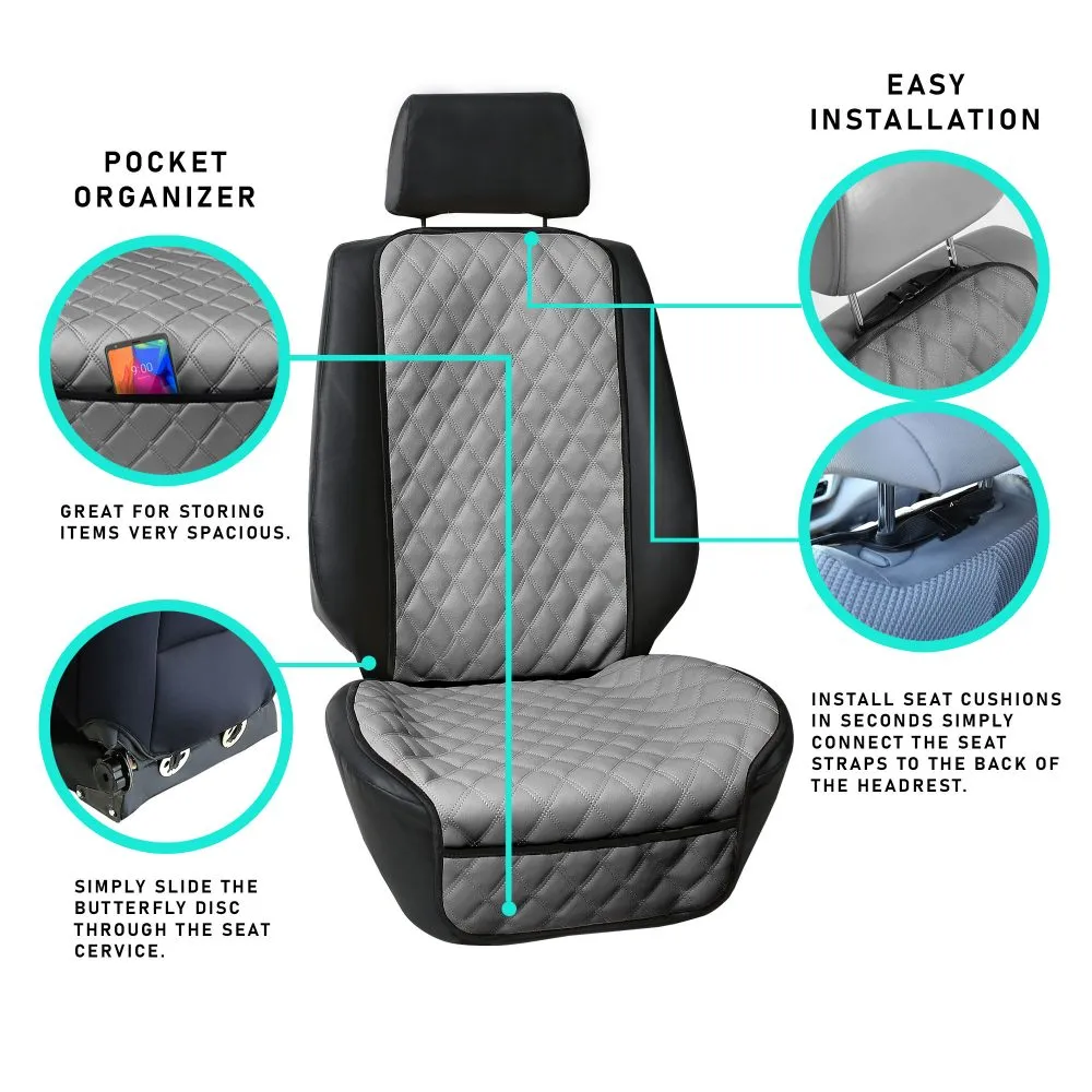 Faux Leather Seat Protectors - Front Set Red