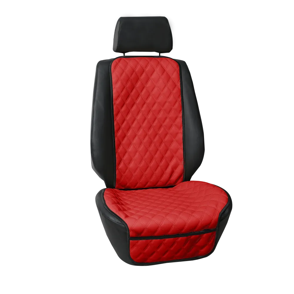 Faux Leather Seat Protectors - Front Set Red