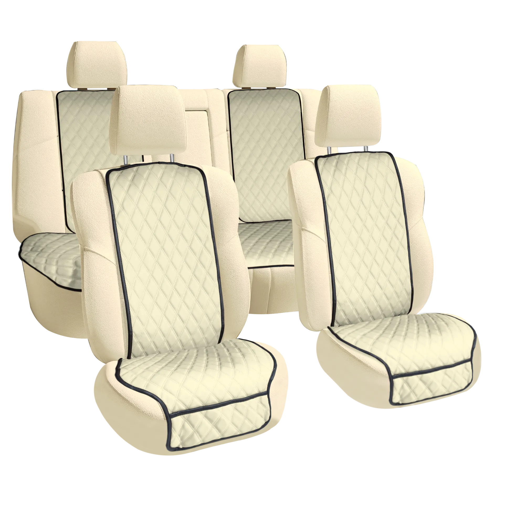 Faux Leather Seat Protectors - Full Set - Solid Beige