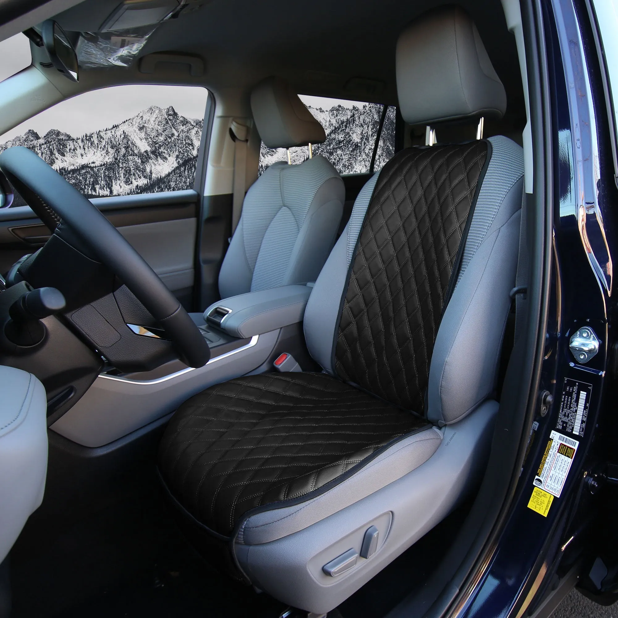 Faux Leather Seat Protectors - Full Set - Solid Black