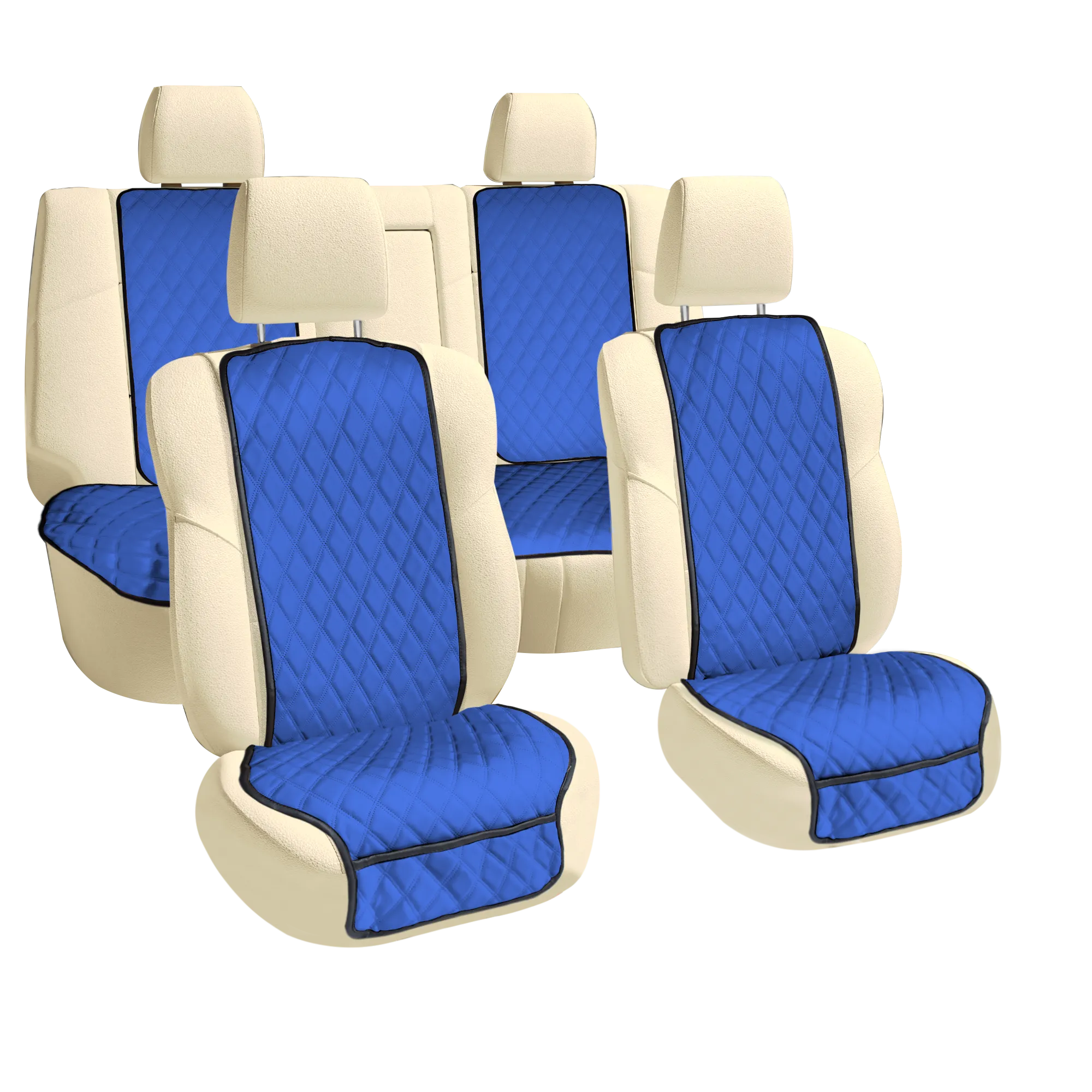 Faux Leather Seat Protectors - Full Set - Solid Blue