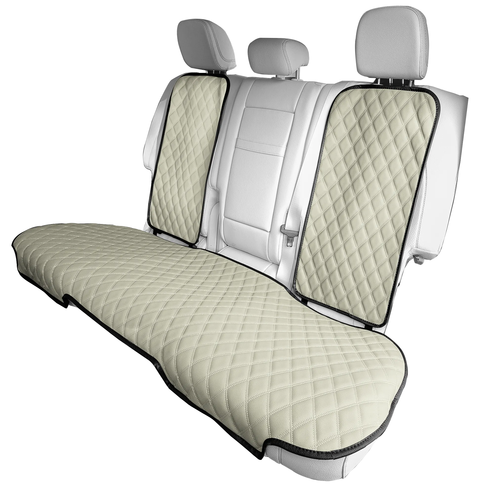Faux Leather Seat Protectors - Rear Set Beige
