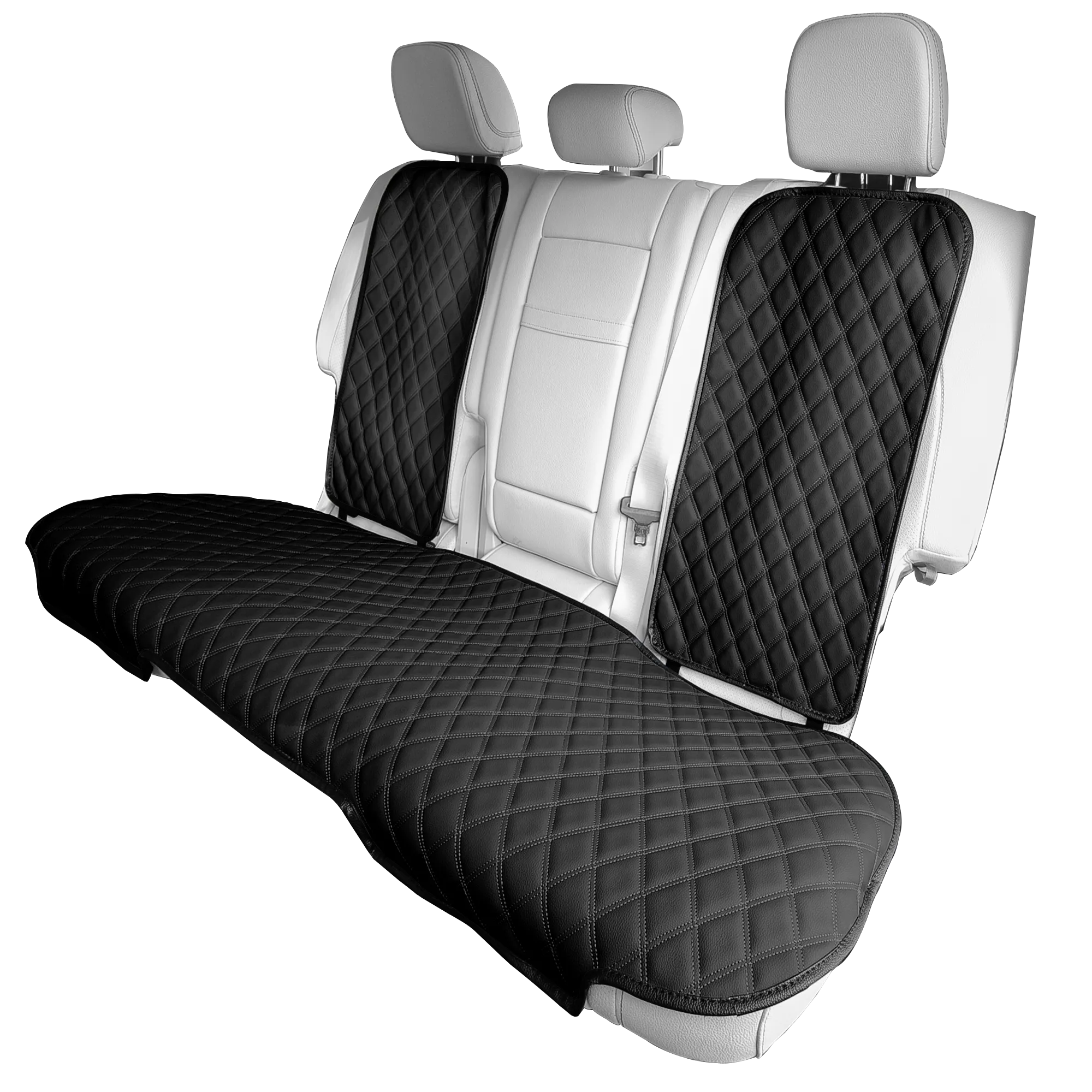 Faux Leather Seat Protectors - Rear Set Black