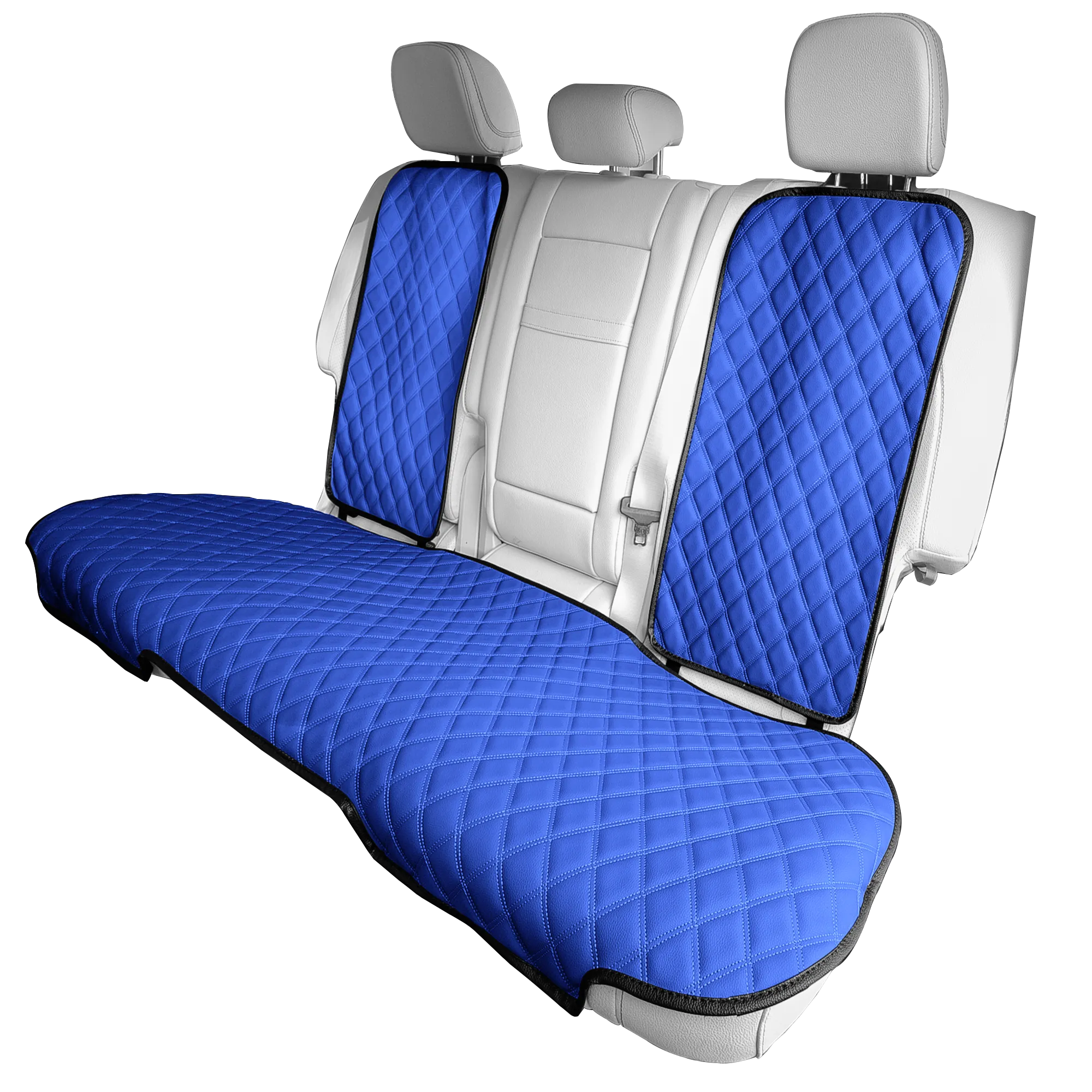 Faux Leather Seat Protectors - Rear Set Blue