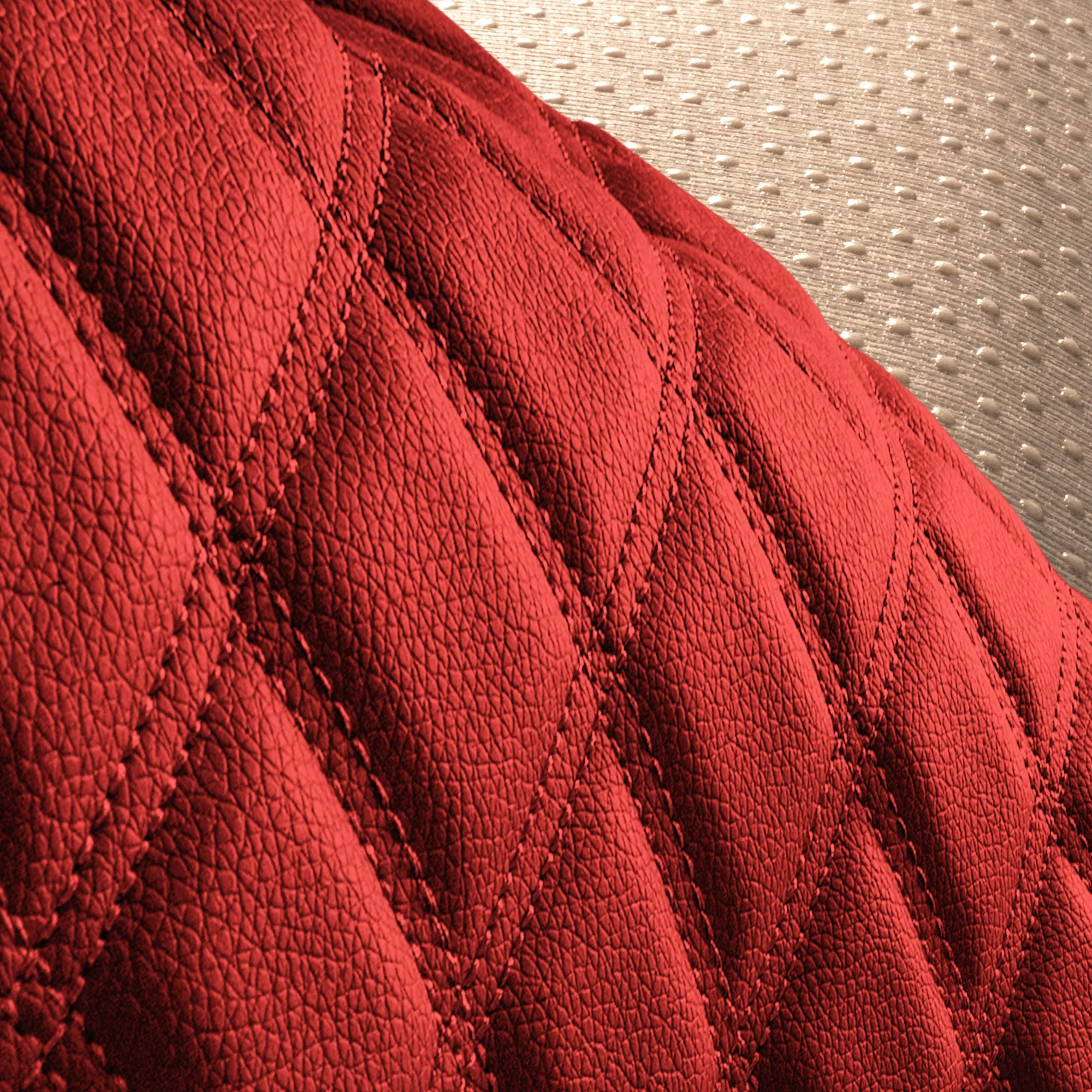 Faux Leather Seat Protectors - Rear Set Red