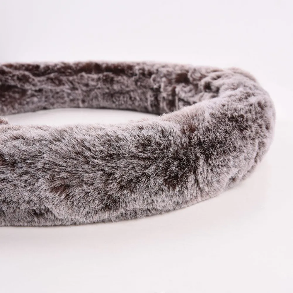 Faux Rabbit Fur Koala Bear Steering Wheel Cover Black