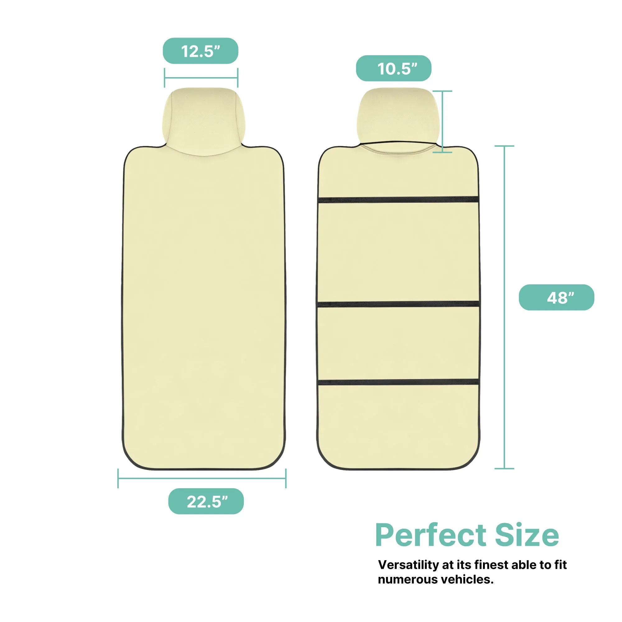 FH Group Easy Roll-Out Car Seat Protector - 1pc Beige Faux Leather