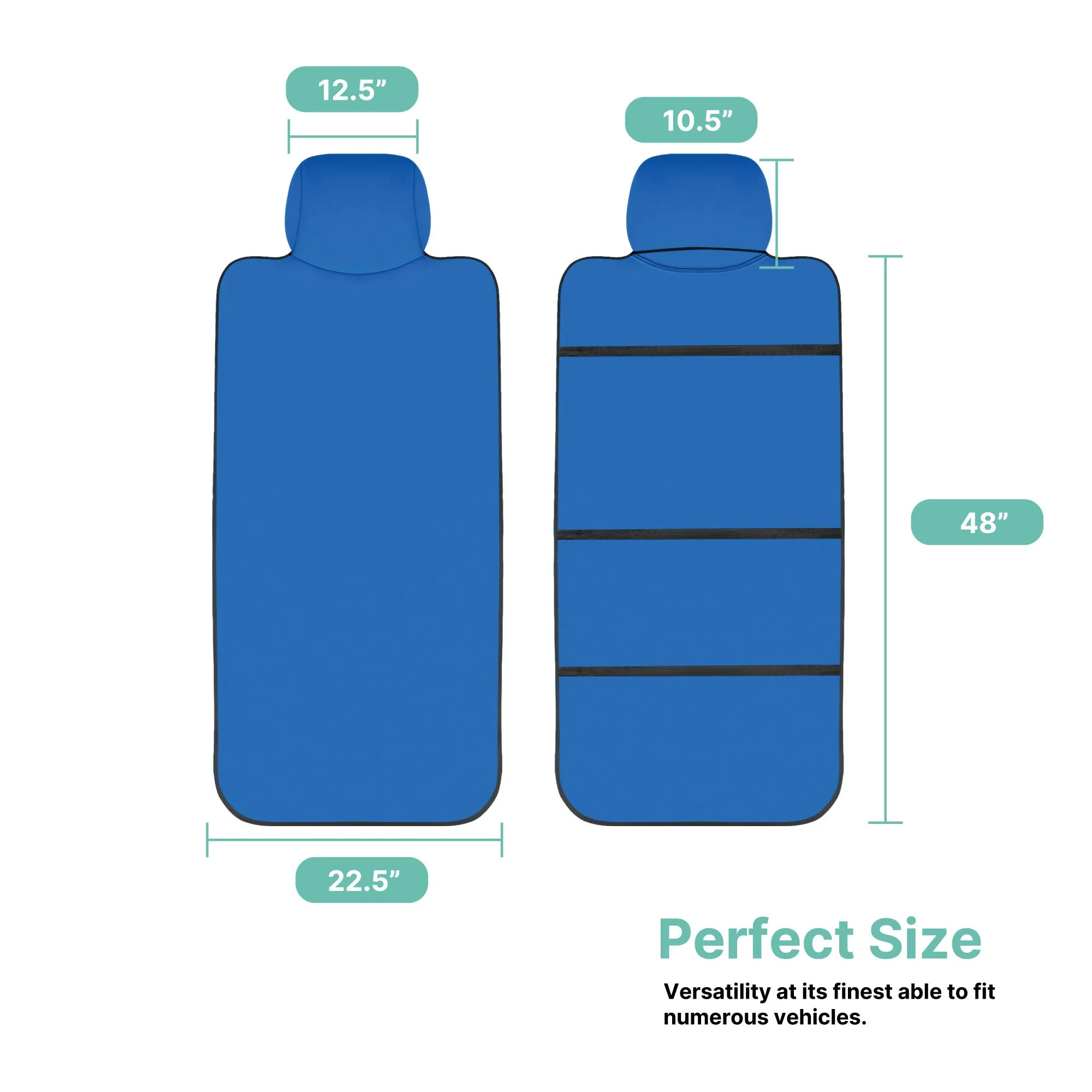 FH Group Easy Roll-Out Car Seat Protector - 1pc Blue Faux Leather