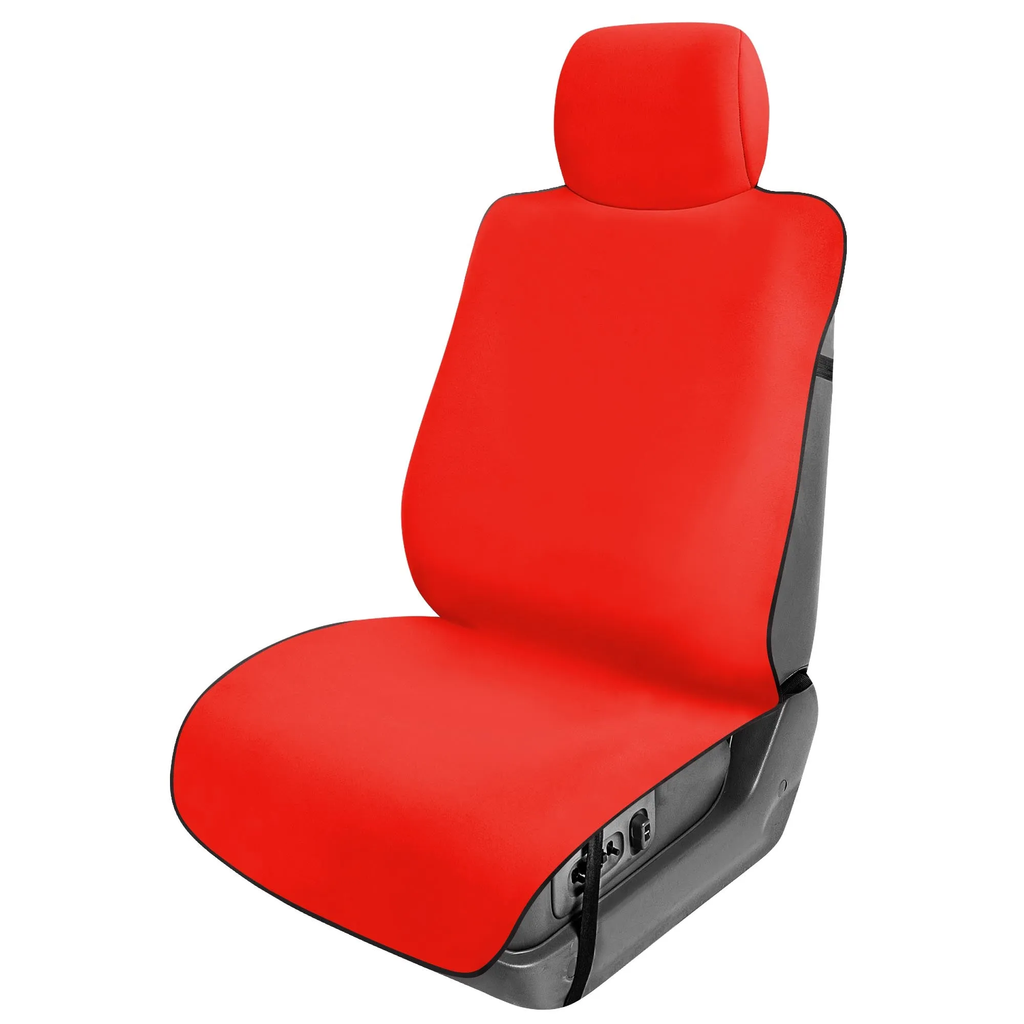 FH Group Easy Roll-Out Car Seat Protector - 1pc Red Faux Leather