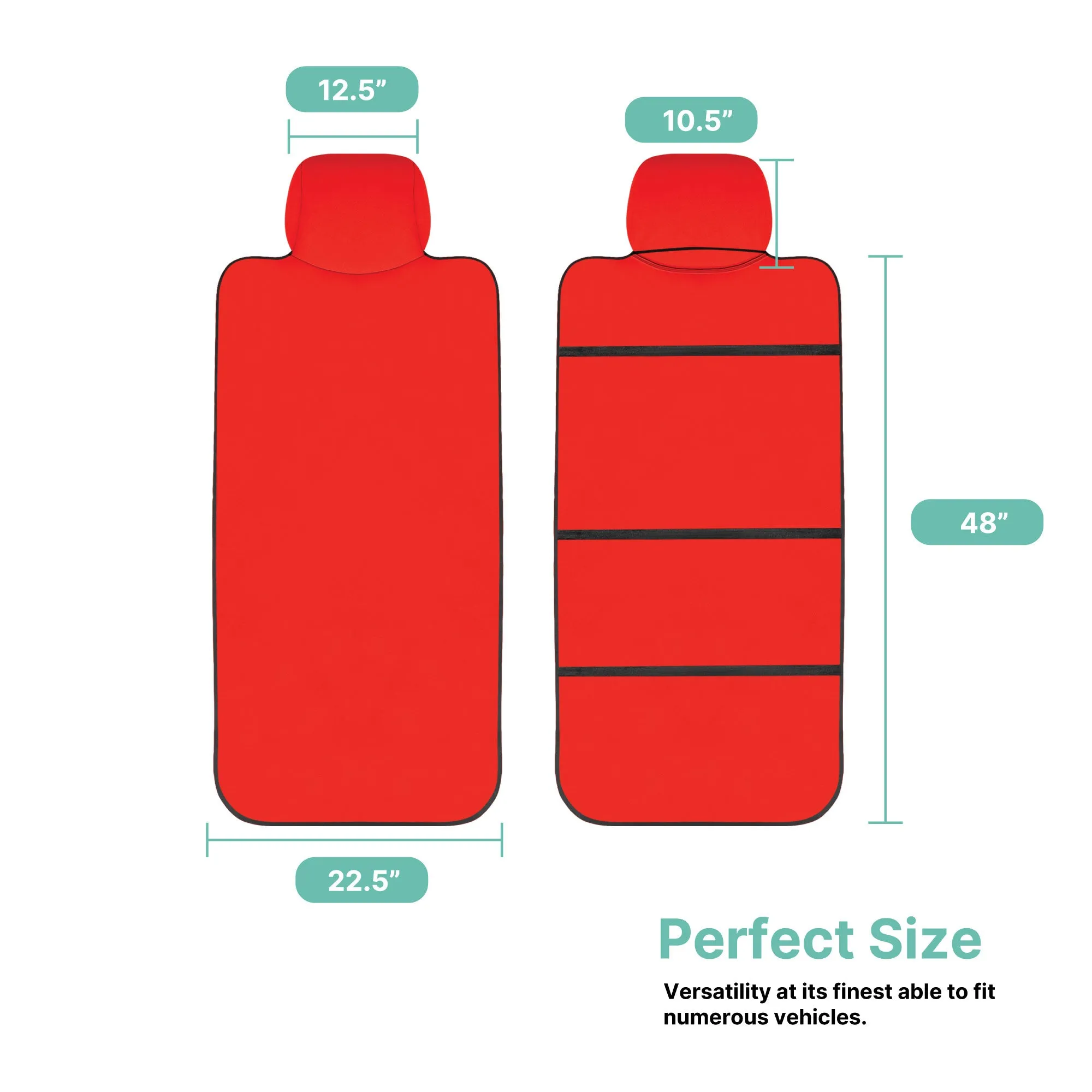 FH Group Easy Roll-Out Car Seat Protector - 1pc Red Faux Leather
