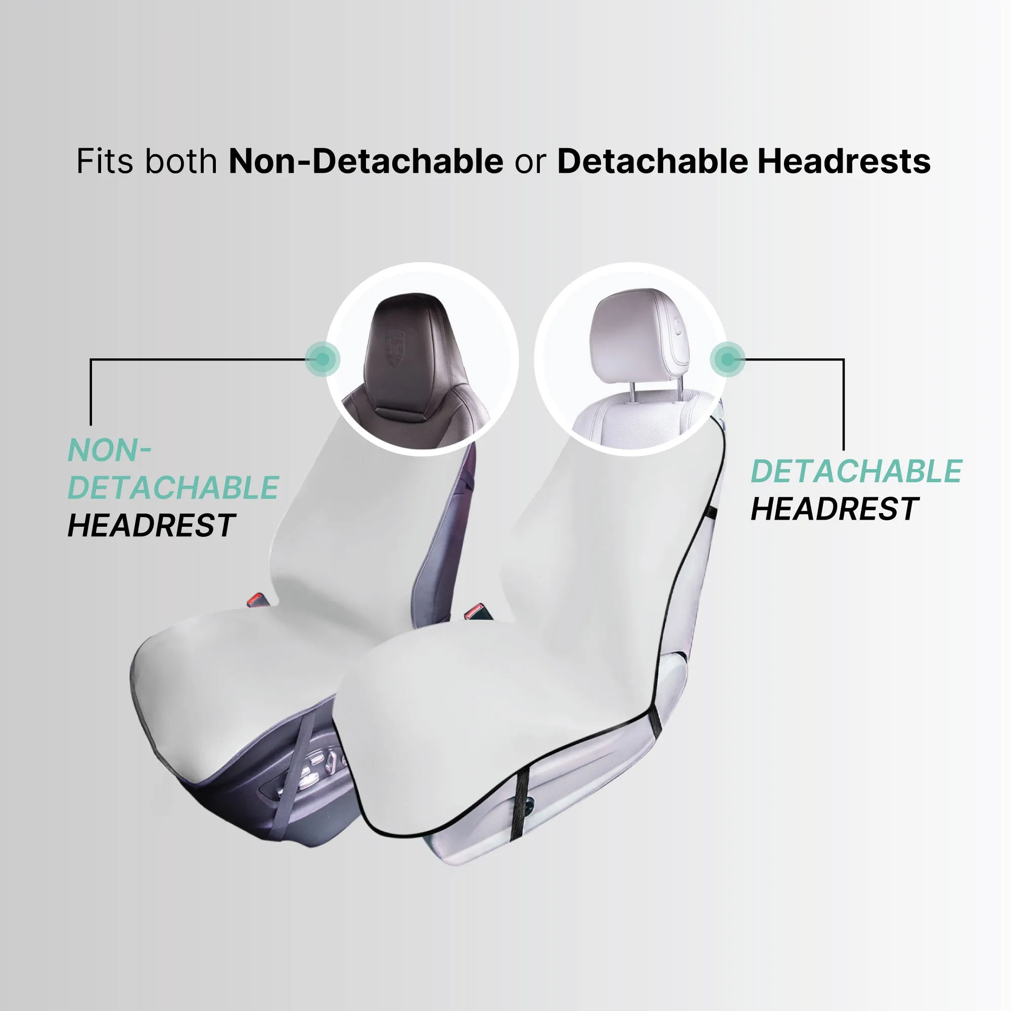 FH Group Easy Roll-Out Car Seat Protector - 2pc Gray Neoprene