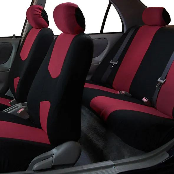 Flat Cloth Seat Covers - Full Set Burgundy