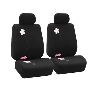 Floral Seat Covers - Front Set Black