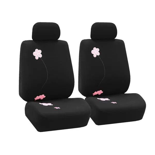 Floral Seat Covers - Front Set Black