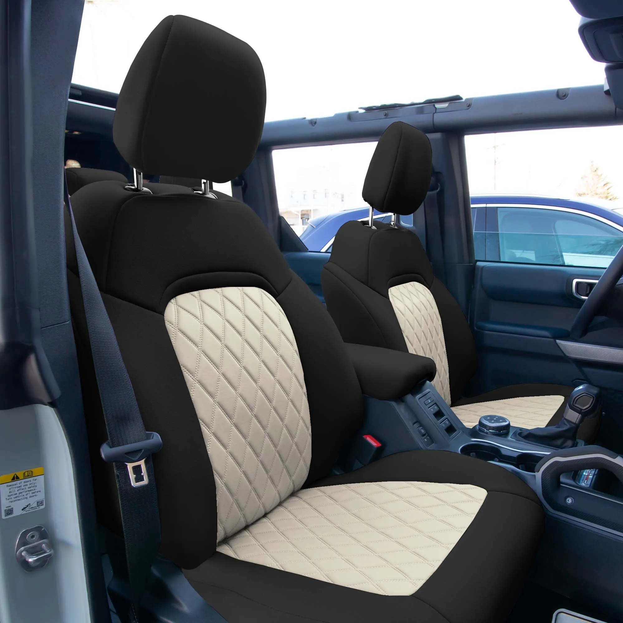 Ford Bronco Full Size SUV 2021-2024 - Front Set Seat Covers  -  Beige Ultraflex Neoprene