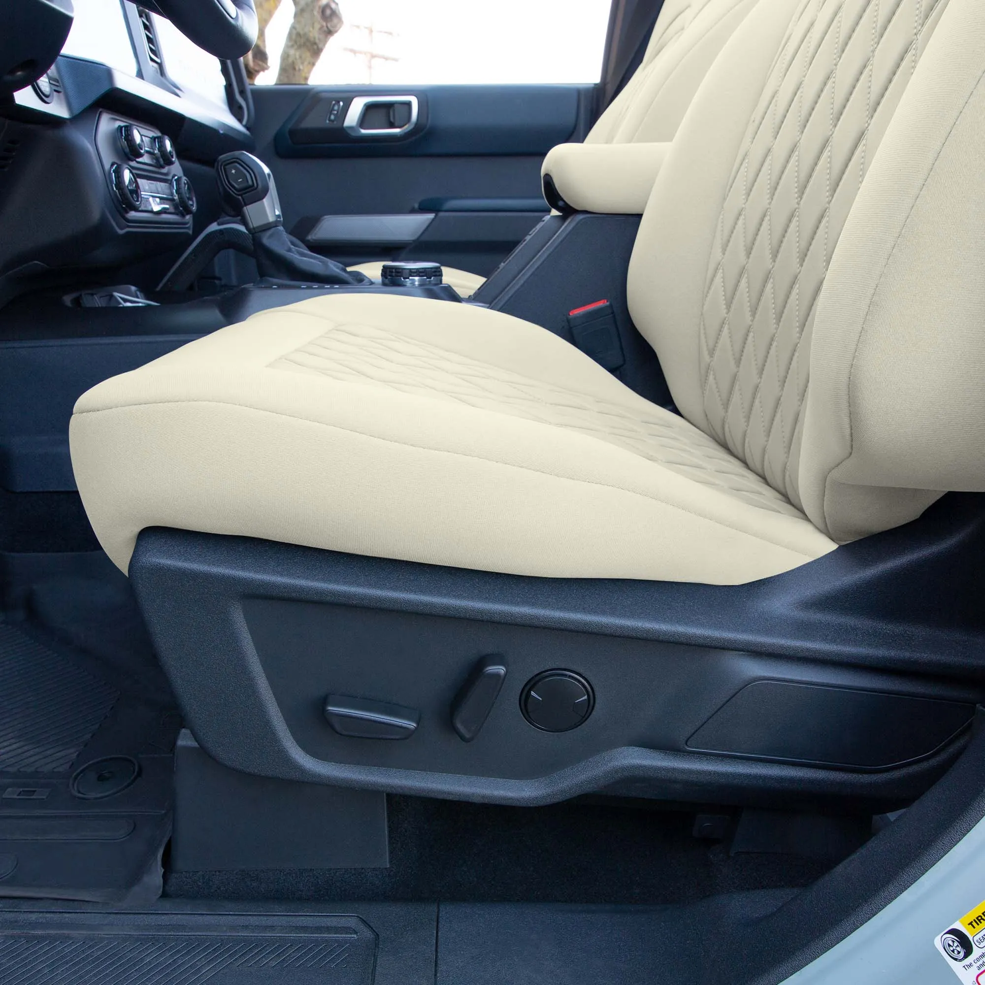 Ford Bronco Full Size SUV 2021-2024 - Front Set Seat Covers  -  Solid Beige Ultraflex Neoprene