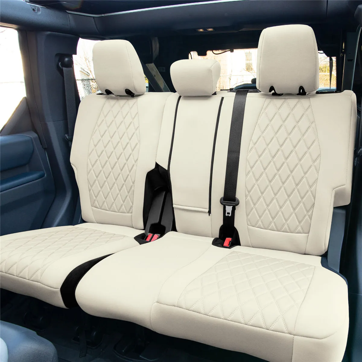 Ford Bronco Full Size SUV 2021-2024 - Full Set Seat Covers  - Solid Beige Ultraflex Neoprene