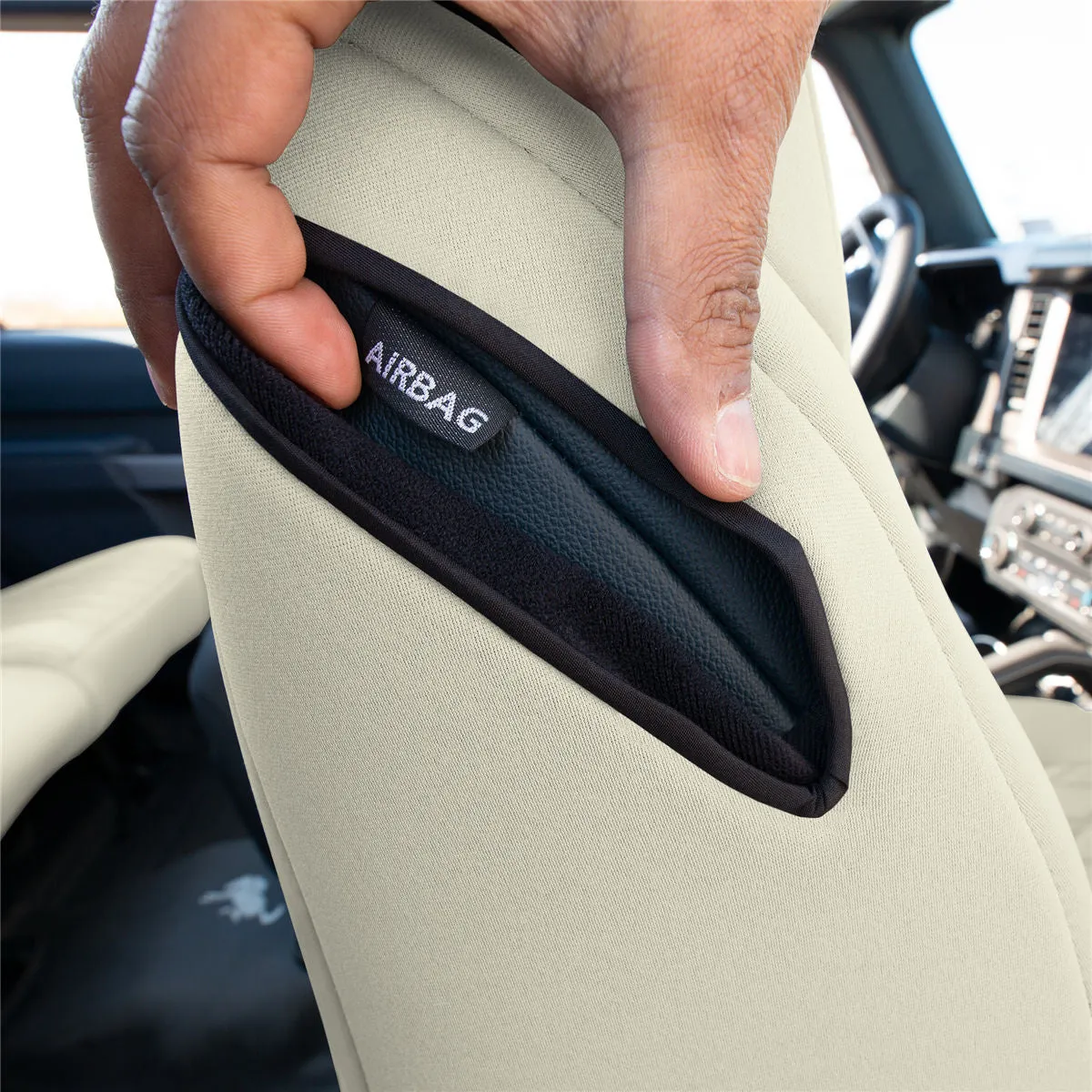 Ford Bronco Full Size SUV 2021-2024 - Full Set Seat Covers  - Solid Beige Ultraflex Neoprene