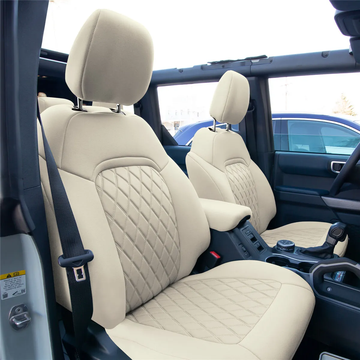 Ford Bronco Full Size SUV 2021-2024 - Full Set Seat Covers  - Solid Beige Ultraflex Neoprene