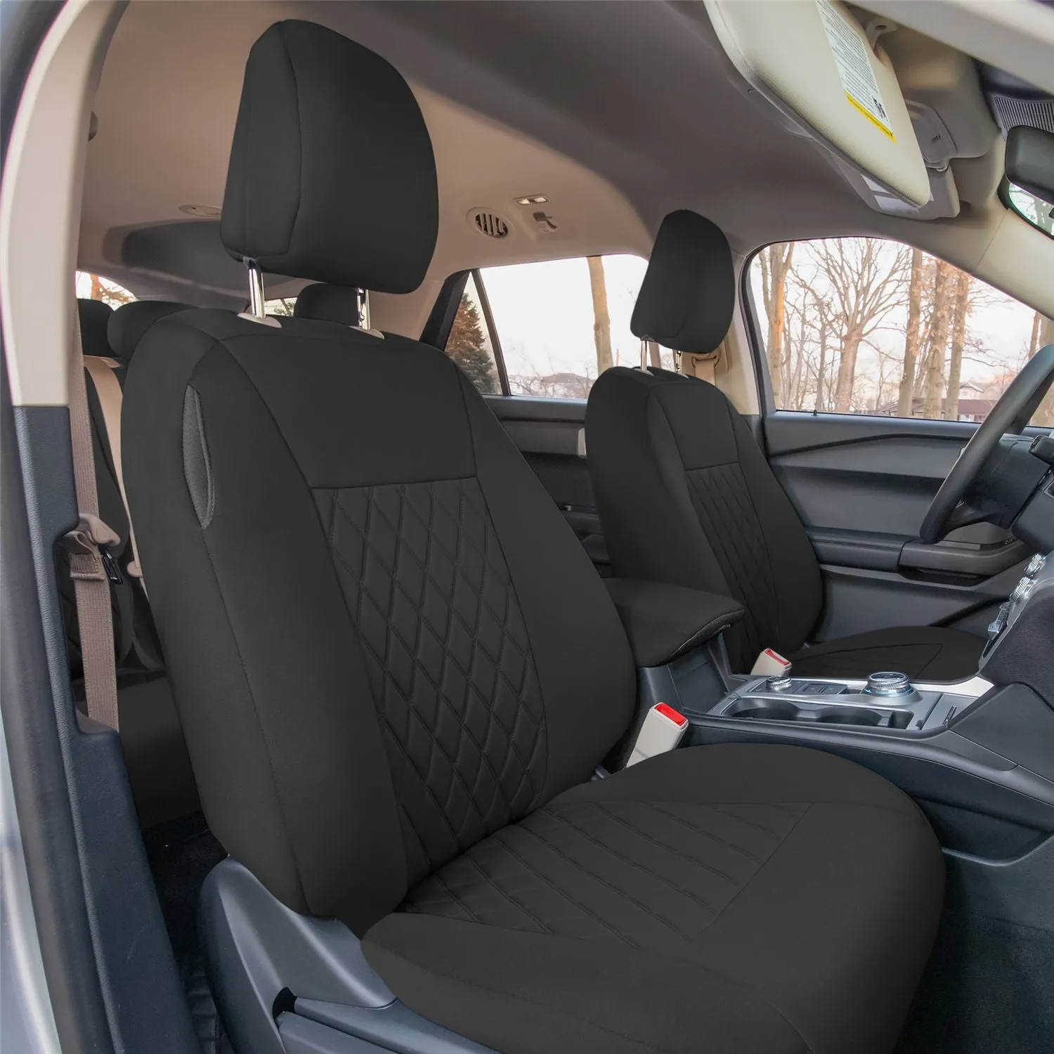 Ford Explorer Base 2020-2024  - Full Set Seat Covers  -  Black Ultraflex Neoprene