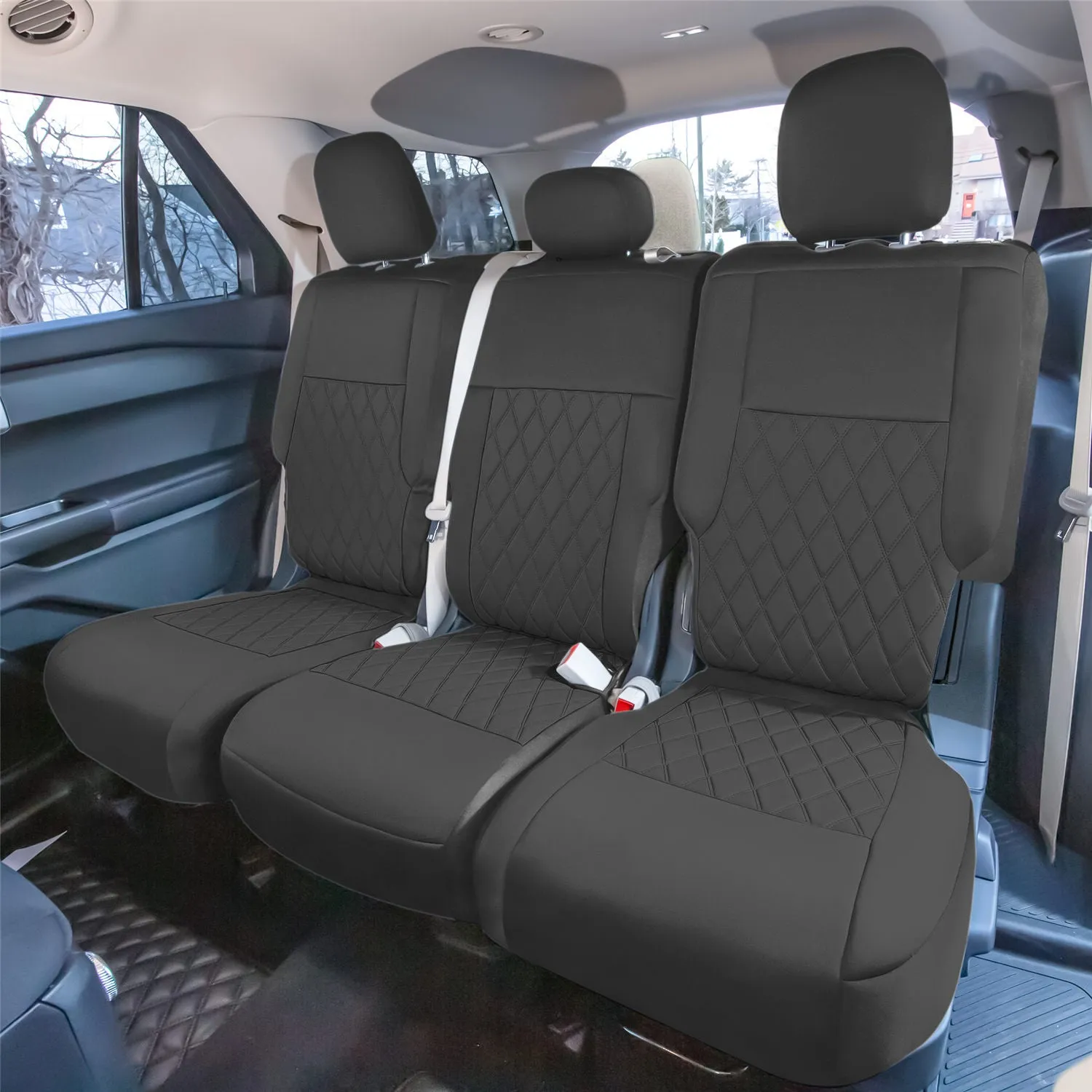 Ford Explorer Base 2020-2024  - Full Set Seat Covers  -  Black Ultraflex Neoprene