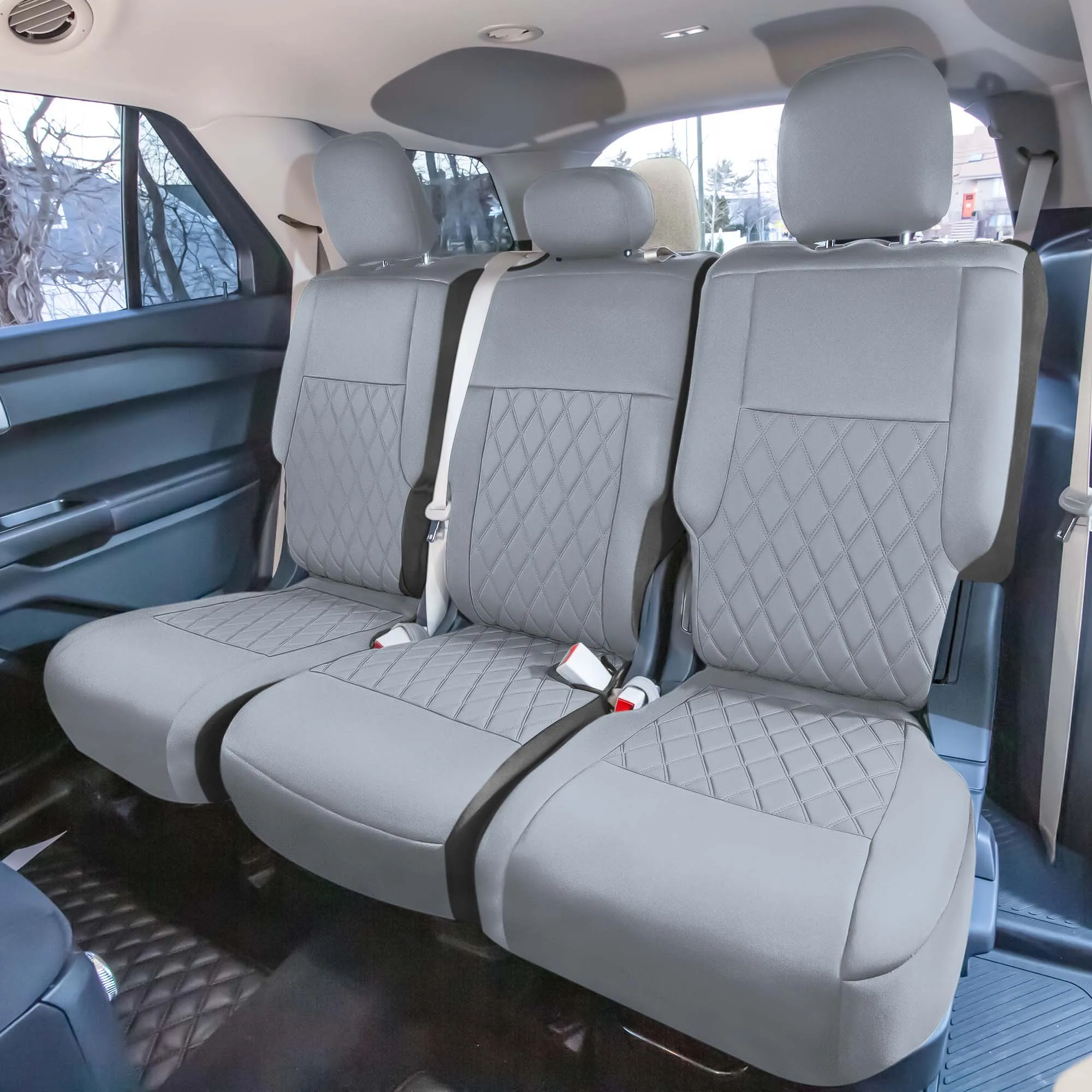 Ford Explorer Base 2020-2024  - Full Set Seat Covers  -  Solid Gray Ultraflex Neoprene