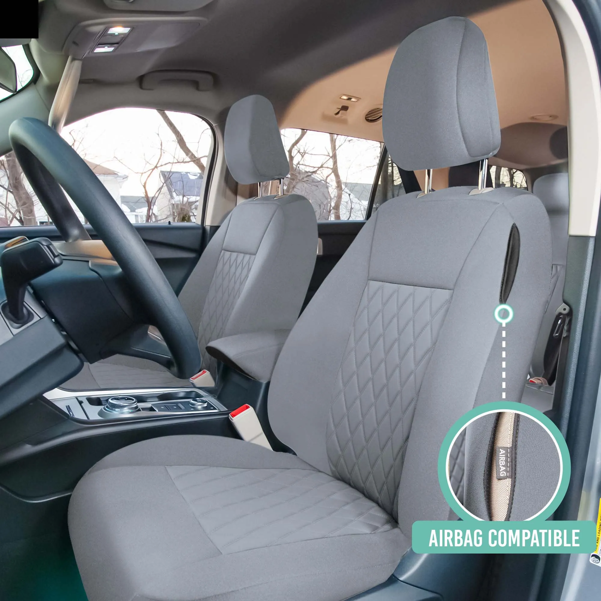 Ford Explorer Base 2020-2024  - Full Set Seat Covers  -  Solid Gray Ultraflex Neoprene
