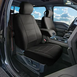 Ford F-150 2015-2024  - Ford F-250 F-350 F-450 2017-2022 - Front Set Seat Covers - Black Faux Leather
