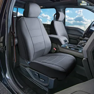 Ford F-150 2015-2024  - Ford F-250 F-350 F-450 2017-2022 - Front Set Seat Covers - Solid Gray Faux Leather