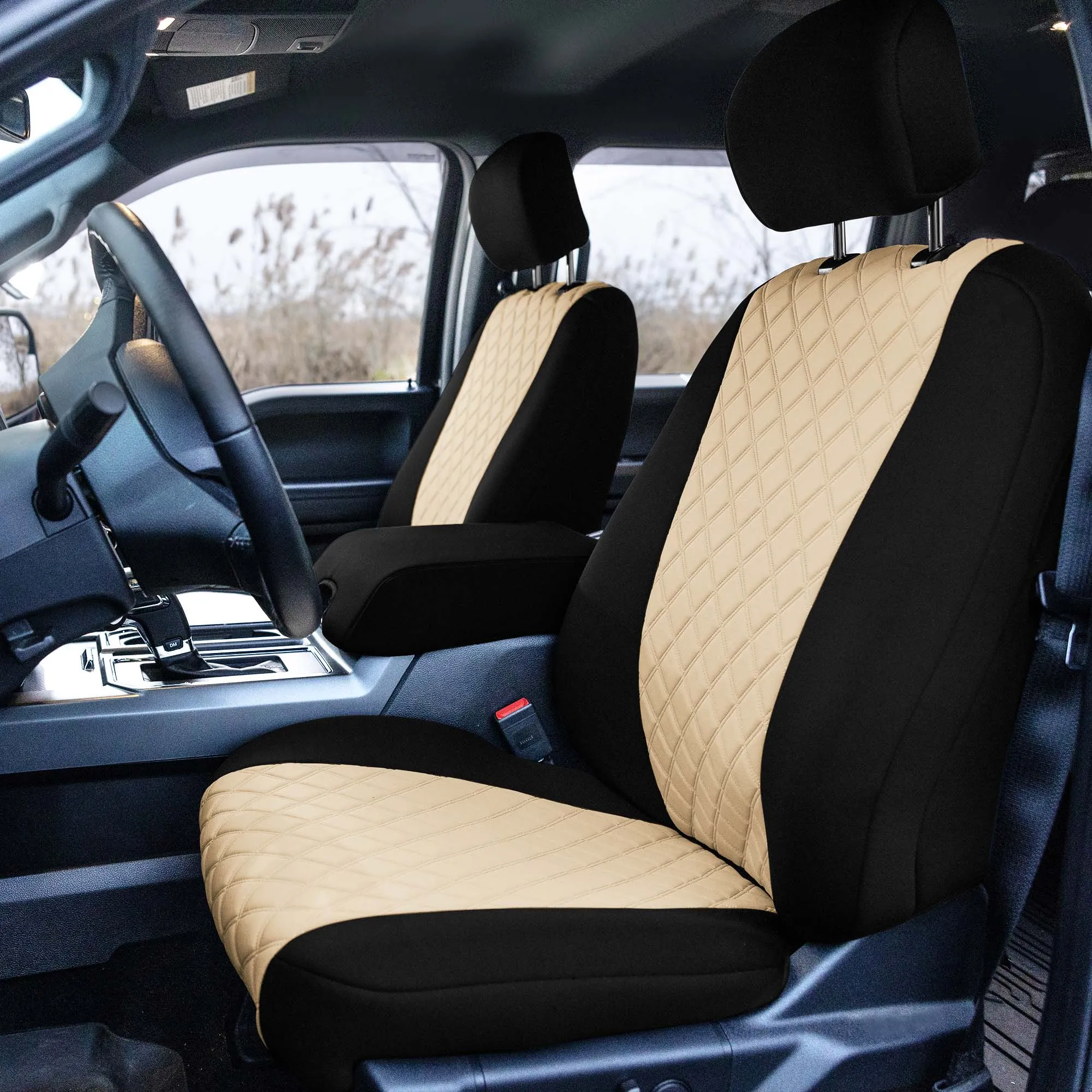 Ford F-150 2015-2024  - Ford F-250 F-350 F-450 2017-2022 - Full Set Seat Covers - Beige Ultraflex Neoprene