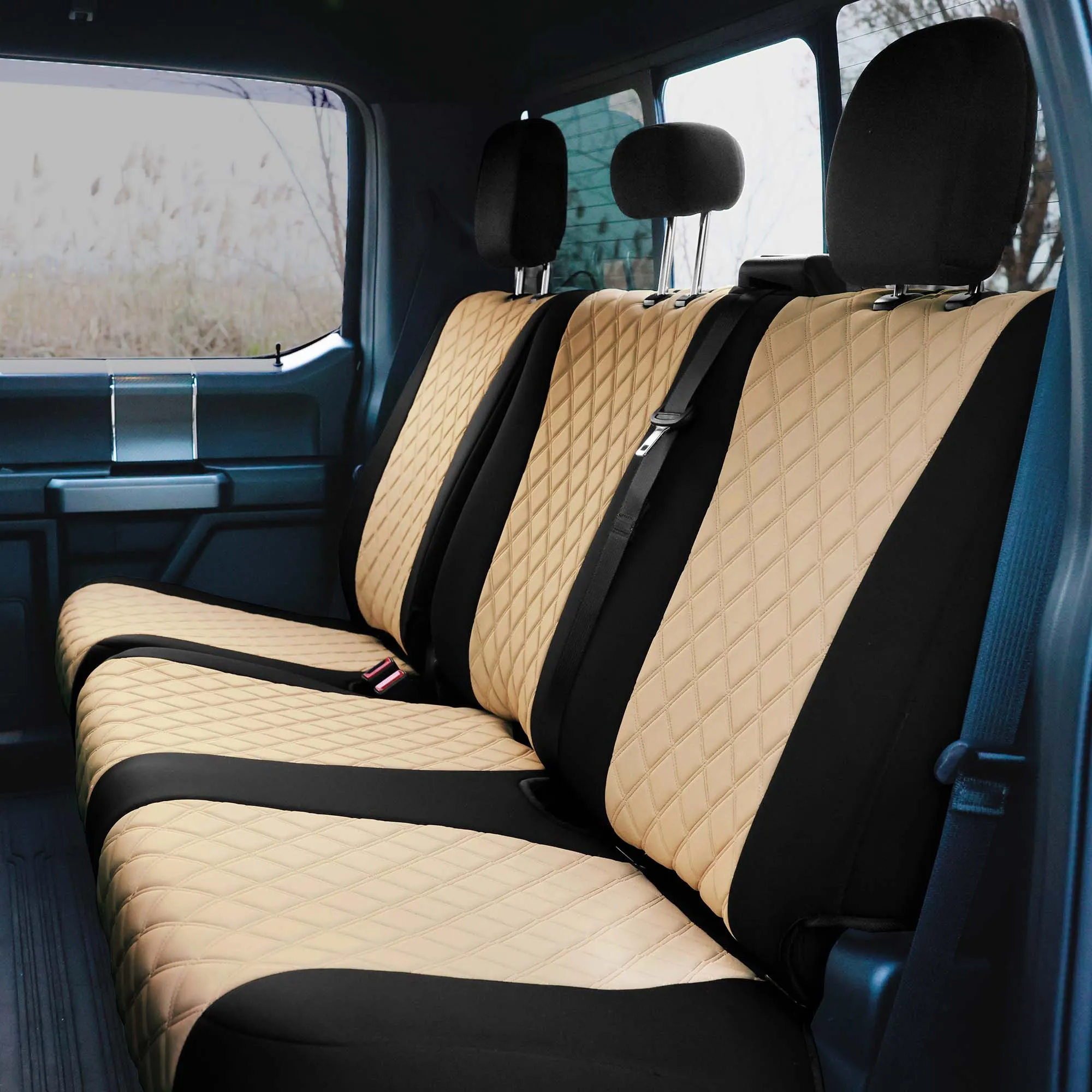 Ford F-150 2015-2024  - Ford F-250 F-350 F-450 2017-2022 - Full Set Seat Covers - Beige Ultraflex Neoprene