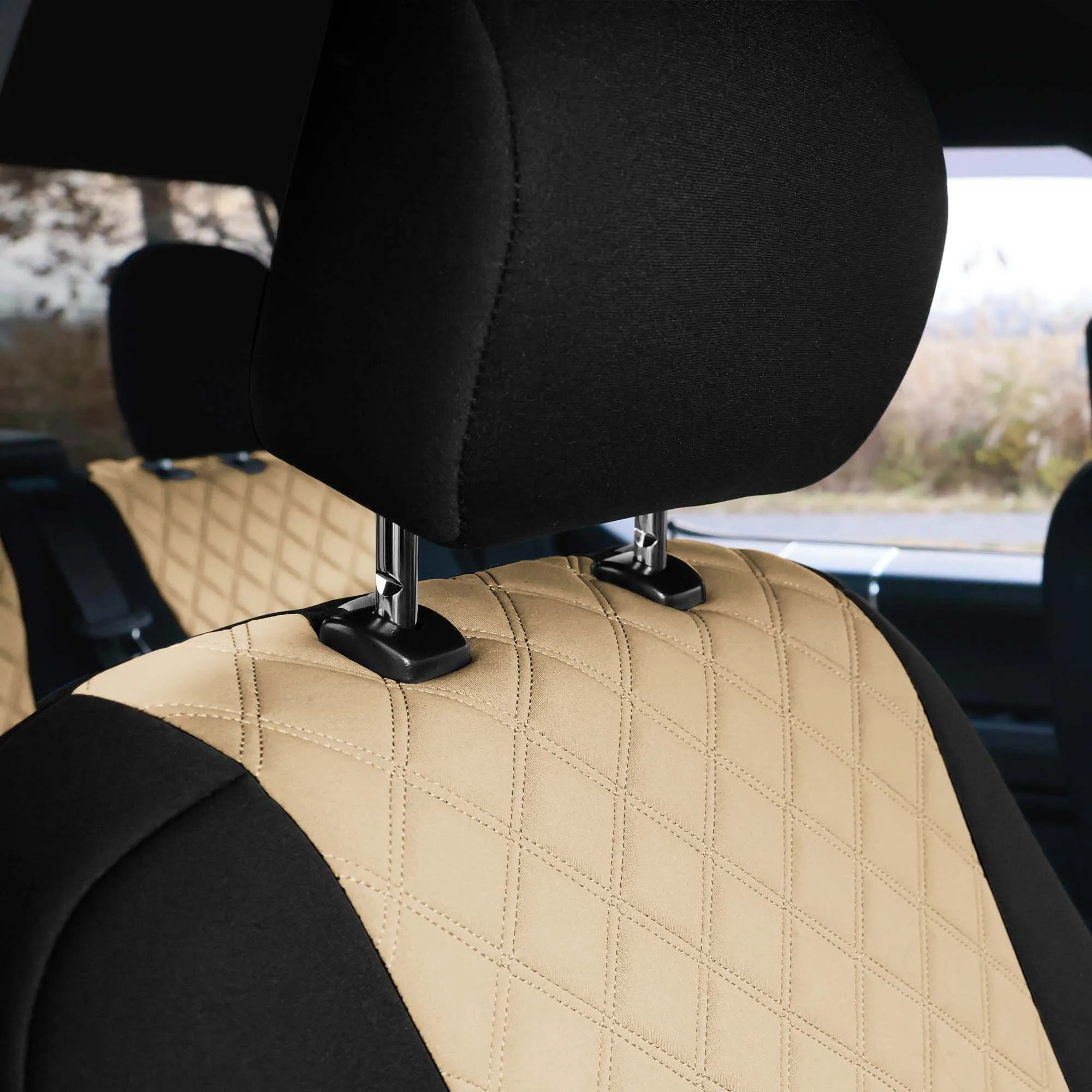 Ford F-150 2015-2024  - Ford F-250 F-350 F-450 2017-2022 - Full Set Seat Covers - Beige Ultraflex Neoprene