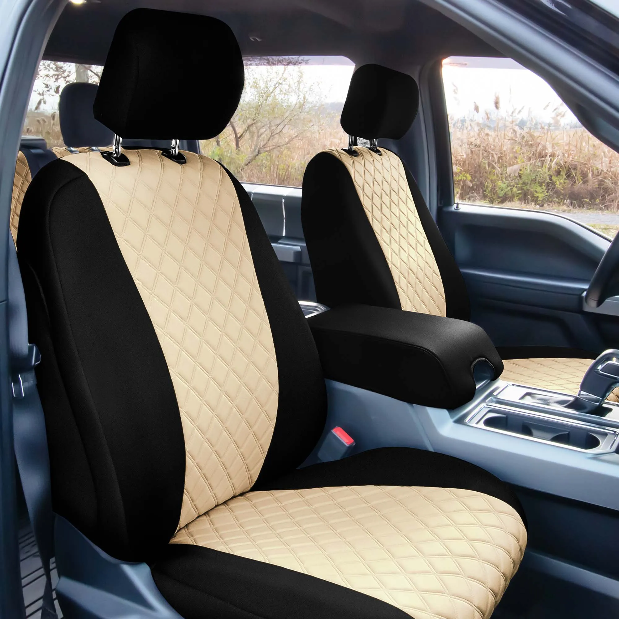 Ford F-150 2015-2024  - Ford F-250 F-350 F-450 2017-2022 - Full Set Seat Covers - Beige Ultraflex Neoprene