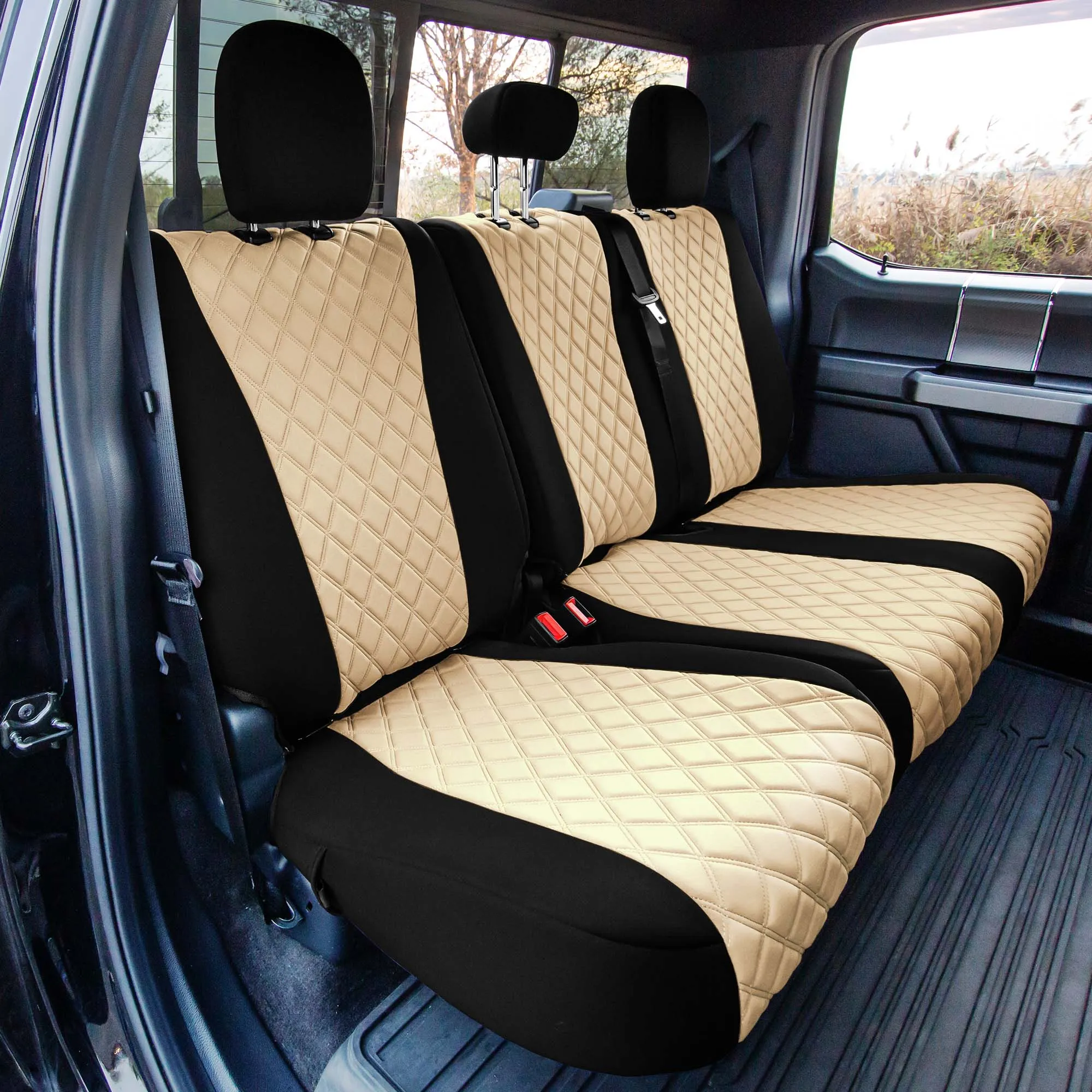 Ford F-150 2015-2024  - Ford F-250 F-350 F-450 2017-2022 - Full Set Seat Covers - Beige Ultraflex Neoprene