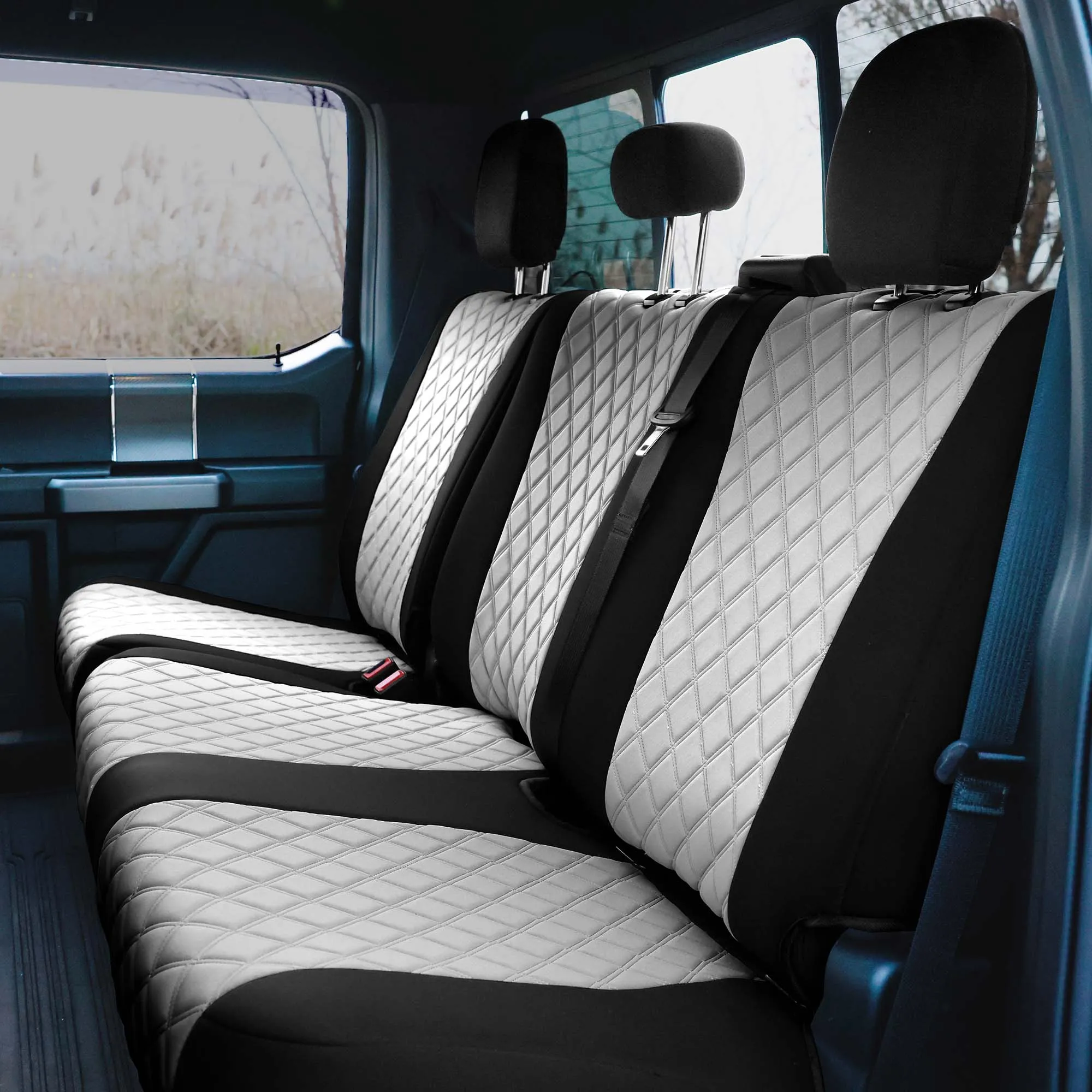 Ford F-150 2015-2024  - Ford F-250 F-350 F-450 2017-2022 - Full Set Seat Covers - Gray Ultraflex Neoprene