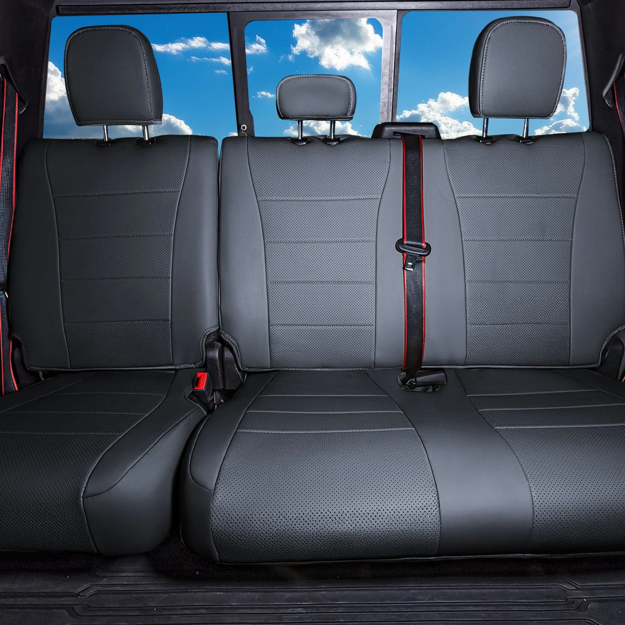 Ford F-150 2015-2024  - Ford F-250 F-350 F-450 2017-2022 - Full Set Seat Covers - Solid Gray Faux Leather