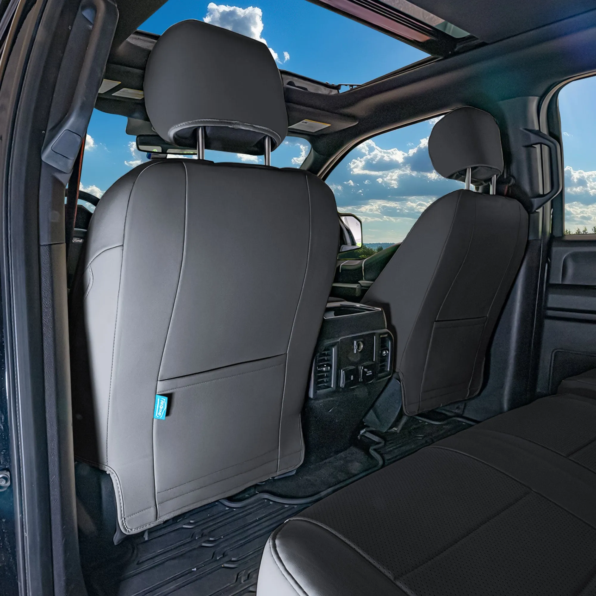 Ford F-150 2015-2024  - Ford F-250 F-350 F-450 2017-2022 - Full Set Seat Covers - Solid Gray Faux Leather