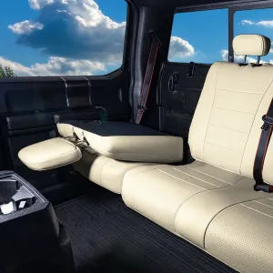 Ford F-150 2015-2024  - Ford F-250 F-350 F-450 2017-2022 - Rear Set Seat Covers - Solid Beige Faux Leather