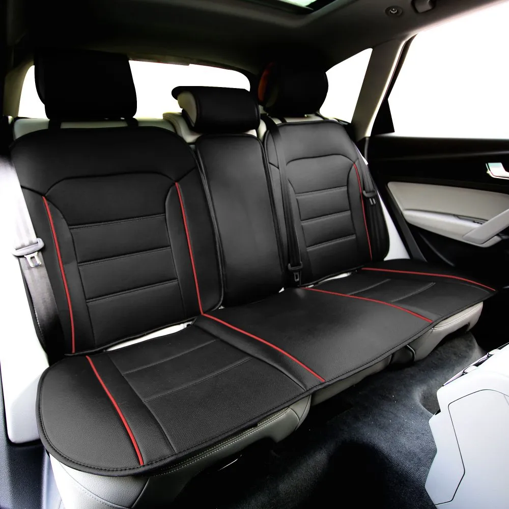 Futuristic Faux Leather Seat Cushions - Full Set Red